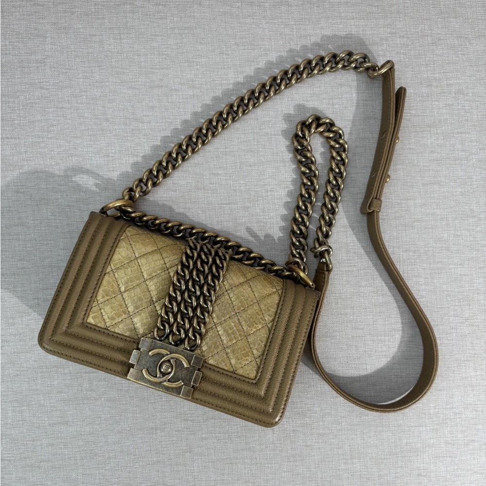 CHANEL Metallic Python Boy Flap Bag Small GHW - image 5